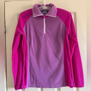 Columbia Pink and Purple Fleece Quarter-Zip Top Women Size Small